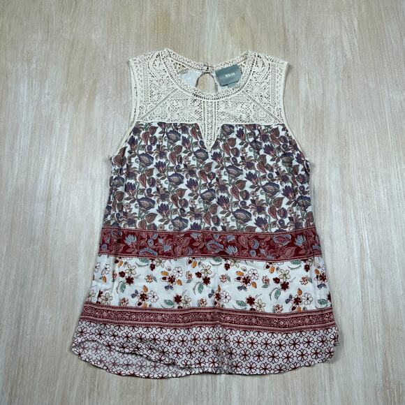 Anthropologie Maeve Laced Eleanor Boho Sleeveless Floral Crochet Blouse Small - Picture 1 of 12